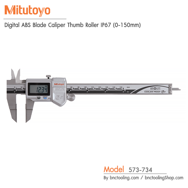Mitutoyo,Digital ABS Blade Caliper Thumb Roller IP67 (0-150mm),573-734