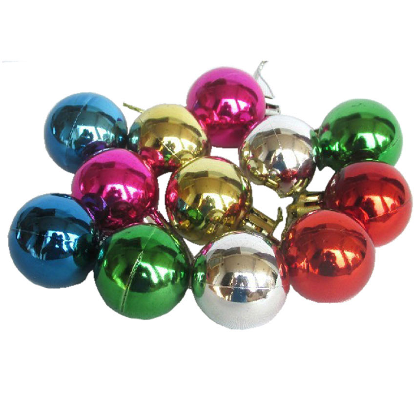 ลูกบอลคละสี 3cm (12 ชิ้น) ลูกบอลตแต่งต้นคริสต์มาส 12 ชิ้น เครื่องประดับต้นคริสมาสต์ลูกบอลตกแต่งแขวนบ้าน Xmas Partyornament
