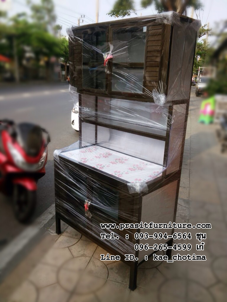 ตู้ครัวอลูมิเนียมหน้ากระเบื้อง ขนาด 1.0 ม.