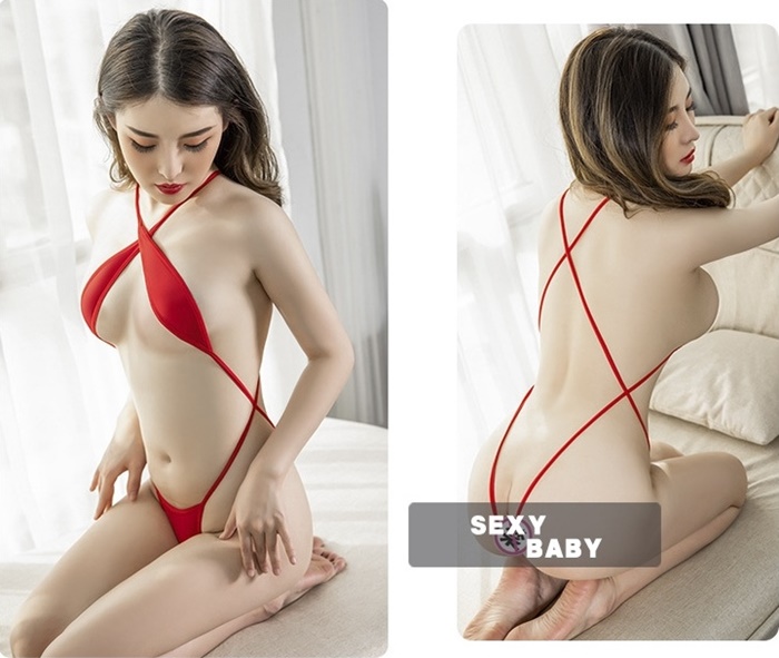 L086 ชุดว่ายน้ำอีโรติก ชุดชั้นในเซ็กซี่มาในแบบชุดว่ายน้ำชิ้นเดียวเป็นผ้ายืดเนื้อนิ่ม สวมใส่แบบไขว้สายสลับซ้ายขวาแล้วจับคล้องไหล่ ช่วงเป้าบนล่างจะทำเป็นผ้าผืนน้อยปิดไว้ตามรูปถ่ายสินค้าจริงเลยค่ะ ***อ่านคำบรรยายเพิ่มเติมด้านใน