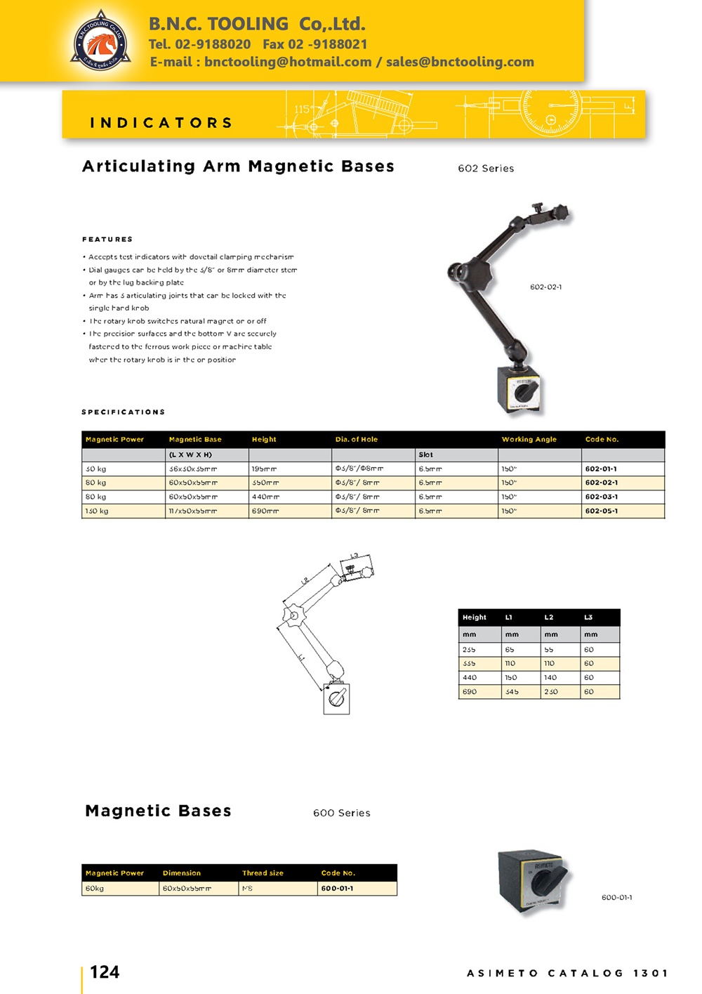 ASIMETO,P124,Articulating Arm Magnetic Bases,602-01-1