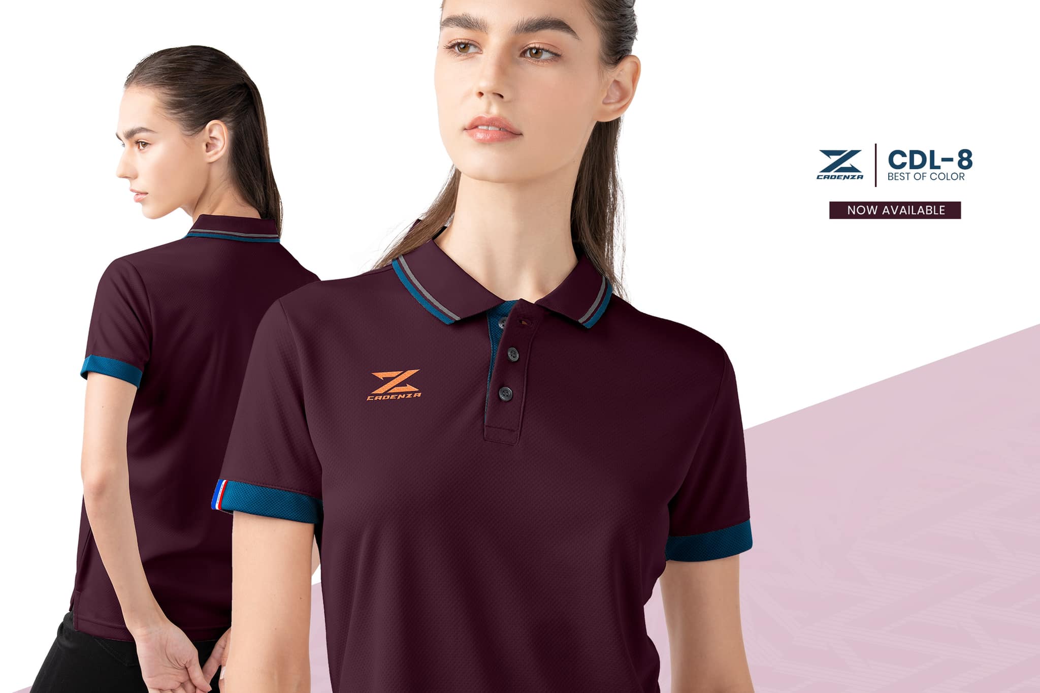 ใหม่!! เสื้อโปโลผู้หญิง CADENZA (คาเดนซ่า) รุ่น CDL-8Y Women ผ้า Micro polyester 100% สีชุดที่ 2