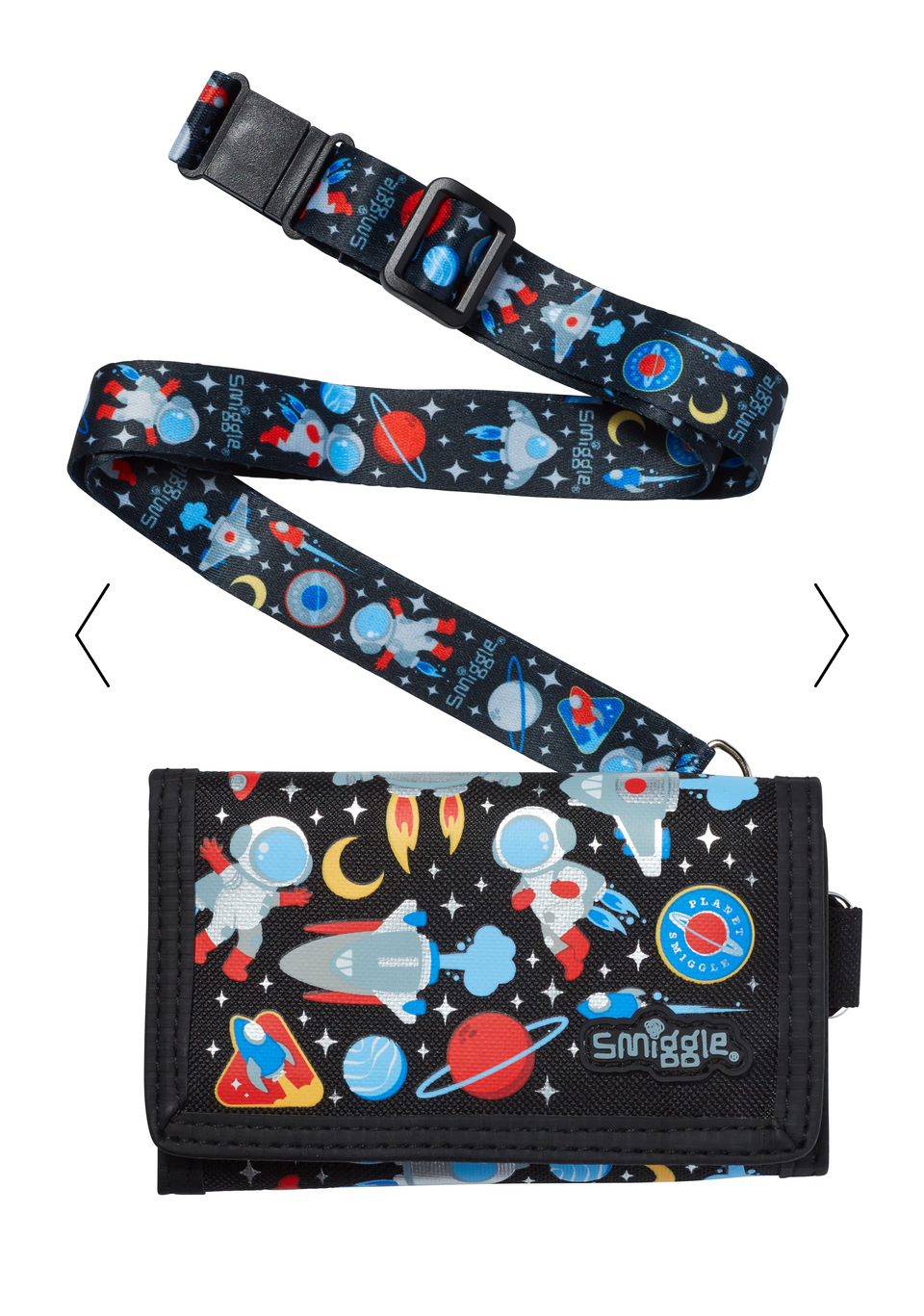 กระเป๋าตัง smiggle wallet with lanyard -Let's Play- ดำ อวกาศ