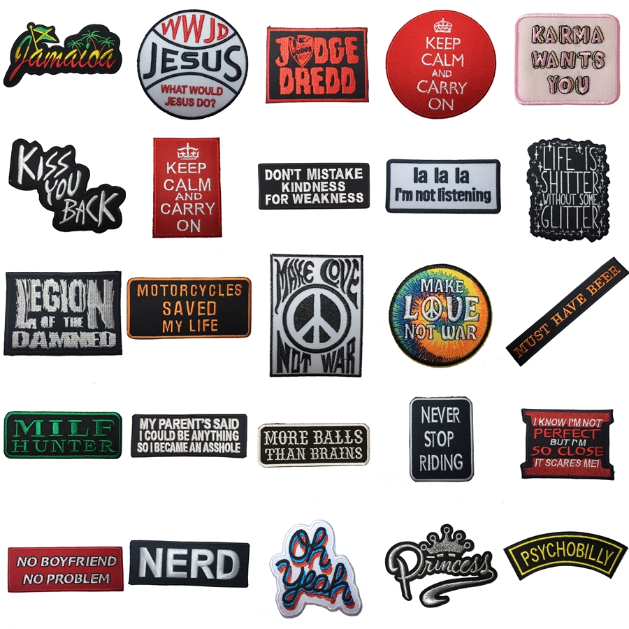 อาร์มปัก สโลแกน คำกวนๆ ไบค์เกอร์ ตัวรีดติดเสื้อ Iron on Patch (บอกลายที่ต้องการทางแชท)