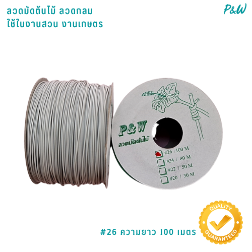 ลวดมัดต้นไม้ ลวดผูกต้นไม้ ลวดขึงสแลน ลวดเพาะชำ ลวดผูกป้าย ลวดมัดหุ้มแบบกลม #26/100M สีขาว WT26-001