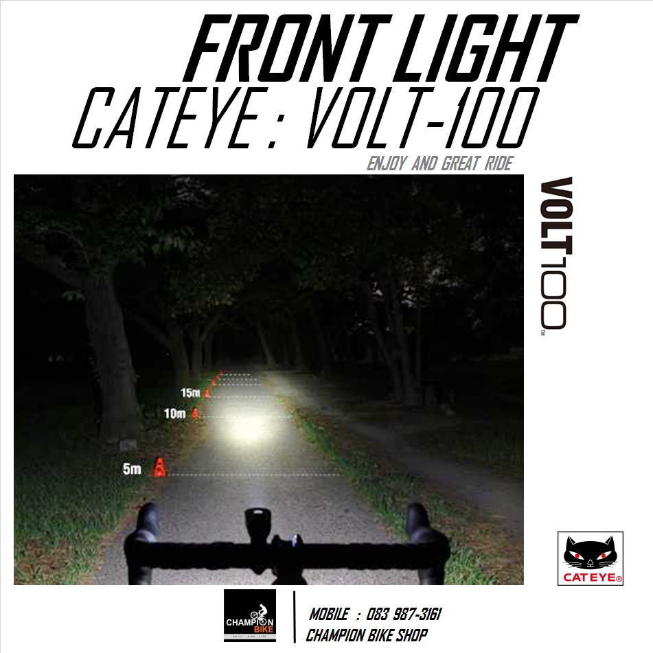 ไฟหน้าจักรยาน ชาร์ทUSB CATEYE : VOLT 100 - BIKE FRONT LIGHT USB CHARGE 150 LUMENS