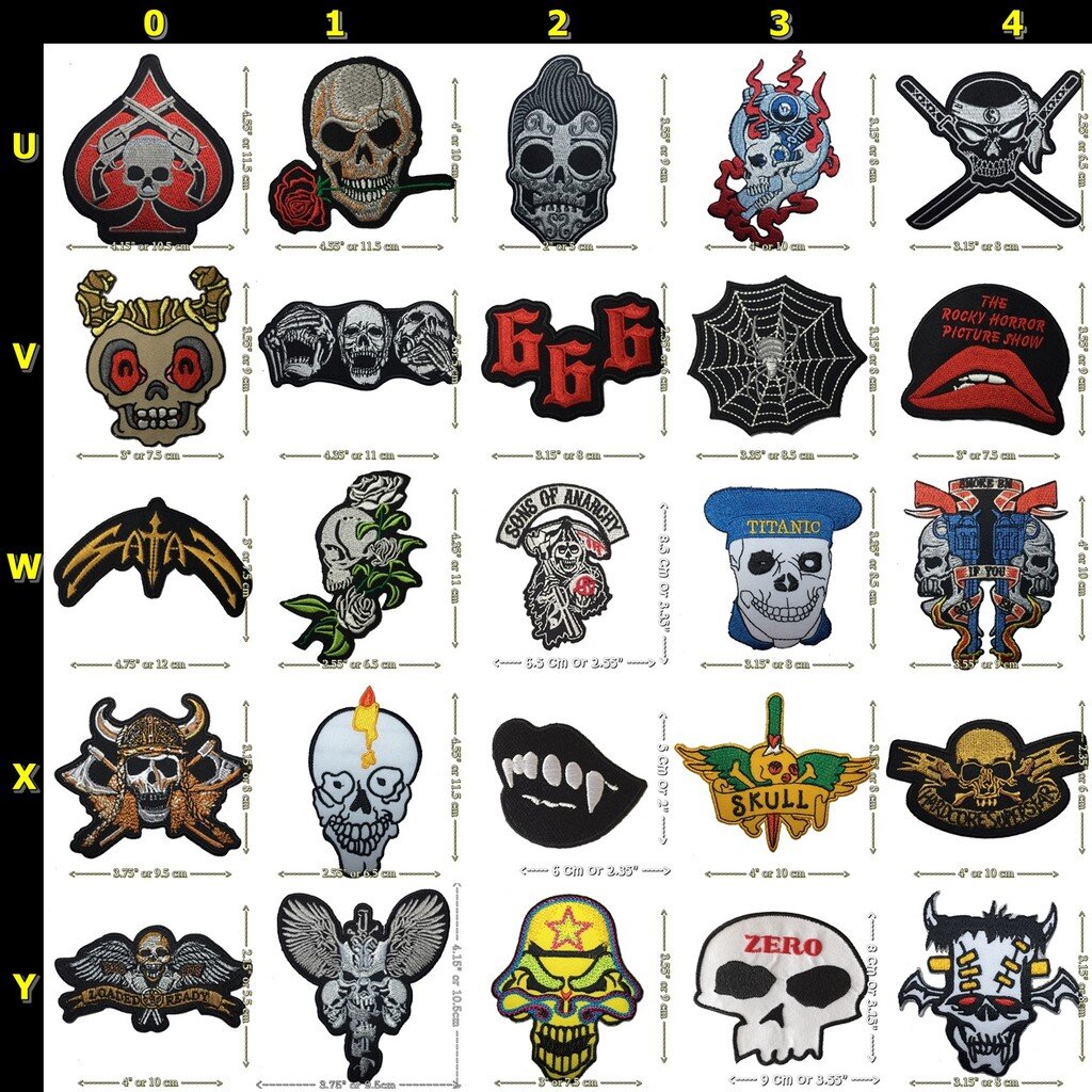 ตัวรีดติดเสื้อ กะโหลก ซาตาน สายดาร์ค อาร์มปัก Patch (บอกลายที่ต้องการทางแชท)