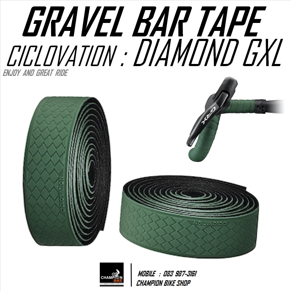 ผ้าพันแฮนด์จักรยานทัวร์ริ่งไบค์ กราเวลไบค์ CICLOVATION : GRIND TOUCH-DIAMOND GXL HANDLEBAR TAPE FOR TOURING & GRAVEL BIKE สีเขียวเข้มด้าน