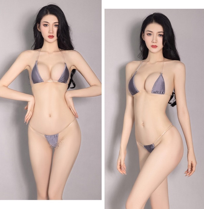 L891 ชุดชั้นในเซ็กซี่ ชุดชั้นในบีกีนี่มาในแบบ2ชิ้นบราและจีสตริง เป็นผ้ายืดเนื้อนุ่มผิวมันเงา บราและจีสตริงเป็นสายซิลิโคนใสแบบมีปรับระดับปลายสายเป็นขอเกี่ยว สินค้าตามรูปเลยค่ะ