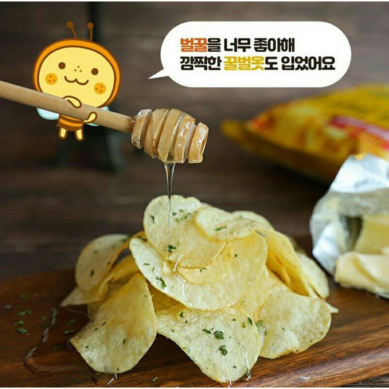 Calbee Honey Butter Chip 60 G. ฮันนี่บัตเตอร์ชิพ ฮันนี่บัตเตอร์ชิพ มันฝรั่งรสน้ำผึ้งกับเนย หอมหวานอร่อย มันฝรั่งเกาหลี Original ขนาด 60 กรัม