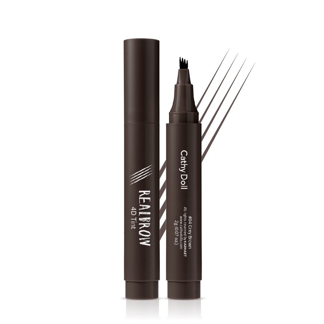 Cathy Doll Real Brow 4D Tint 2g #04 GREY BROWN เคที่ดอลล์ เมจิกเขียนคิ้ว ทินท์เขียนคิ้ว & หัวแปรงคิ้วสะบัด 2g สี 04 เกรย์บราวน์
