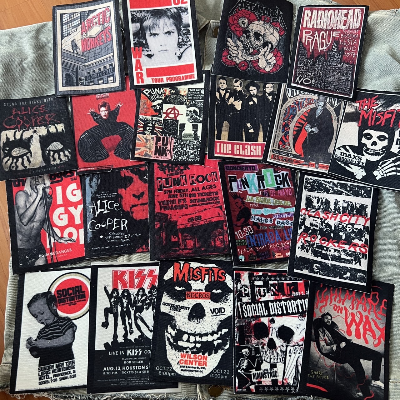 ตัวรีดติดเสื้อ วงดนตรี ร็อค วินเทจ พังค์ ผ้าแคนวาสพิมพ์ลาย ตกแต่งเสื้อผ้า Canvas Iron on Patch
