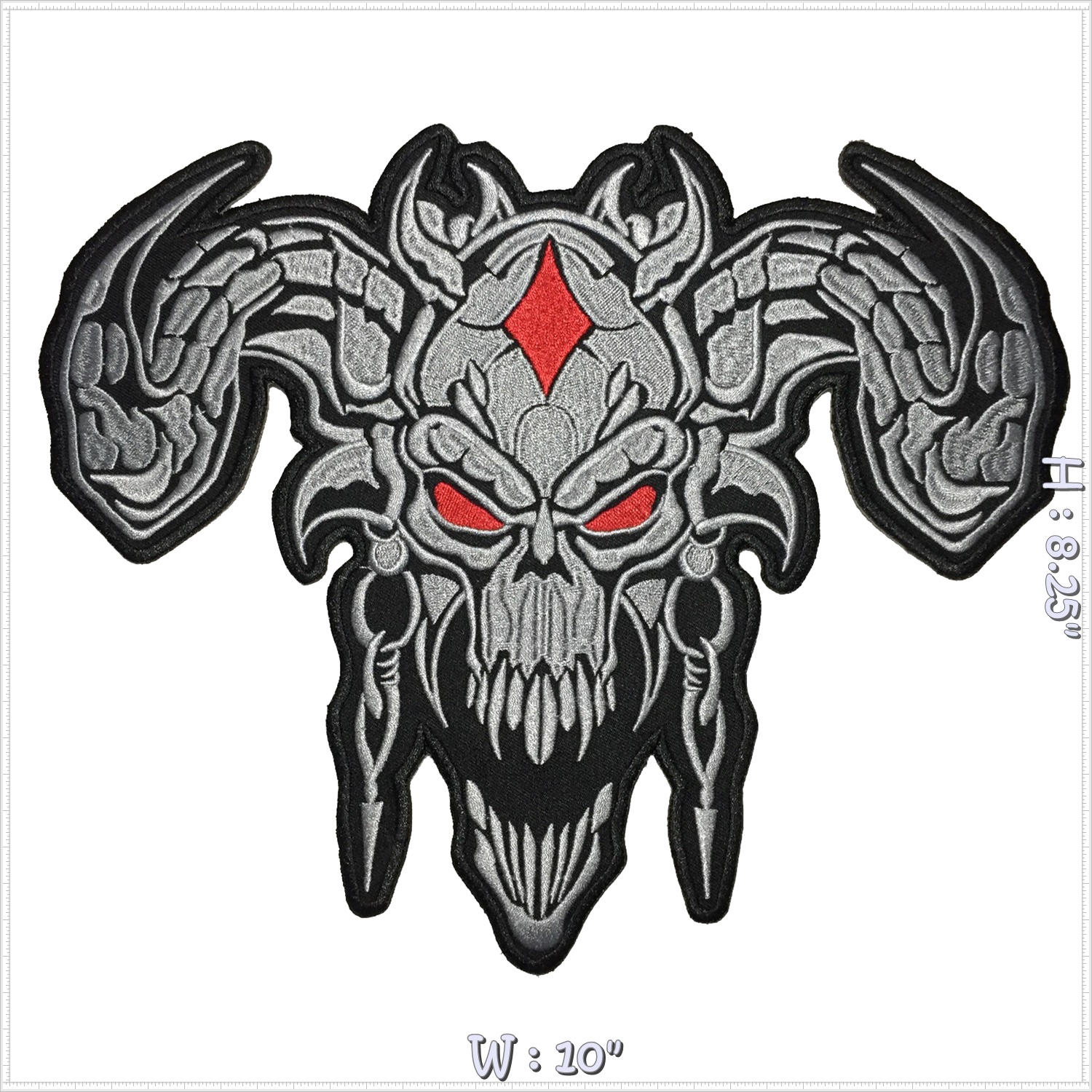 ปีศาจ ซาตาน เดมอน ตัวรีดติดเสื้อ อาร์มรีด อาร์มปัก ตกแต่งเสื้อผ้า หมวก กระเป๋า แจ๊คเก็ตยีนส์ Embroidered Iron on Patch ไซส์ใหญ่