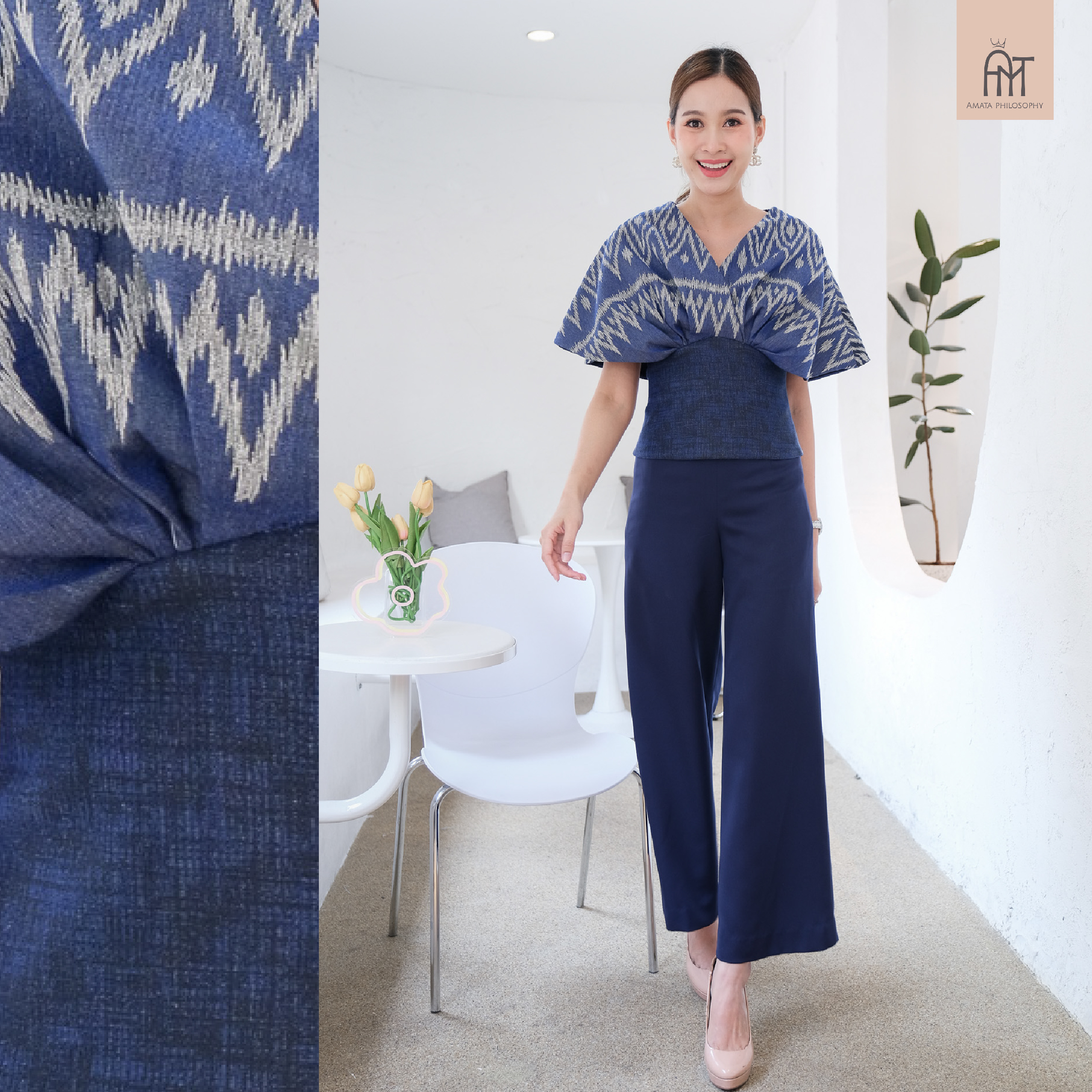 AMATA กางเกง CLASSIC FAIR ชมพู น้ำเงิน ขาว