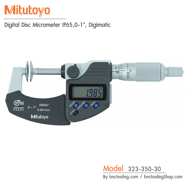 Mitutoyo,Digital Disc Micrometer IP65 ( 0-1 inch Digimatic),323-350-30