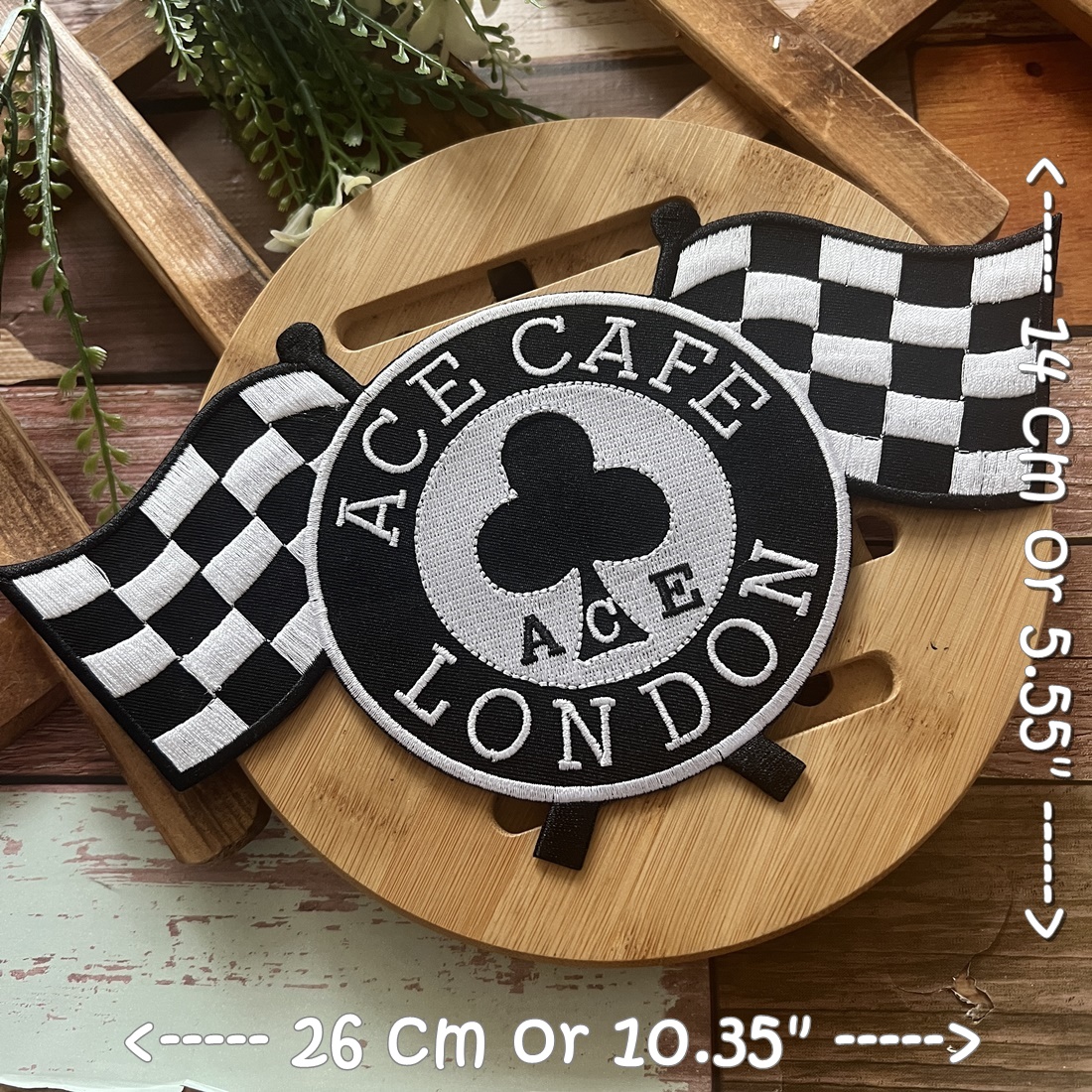 Ace Cafe ตัวรีดติดเสื้อ อาร์มรีด อาร์มปัก ตกแต่งเสื้อผ้า หมวก กระเป๋า แจ๊คเก็ตยีนส์ Embroidered Iron on Patch ขนาดใหญ่