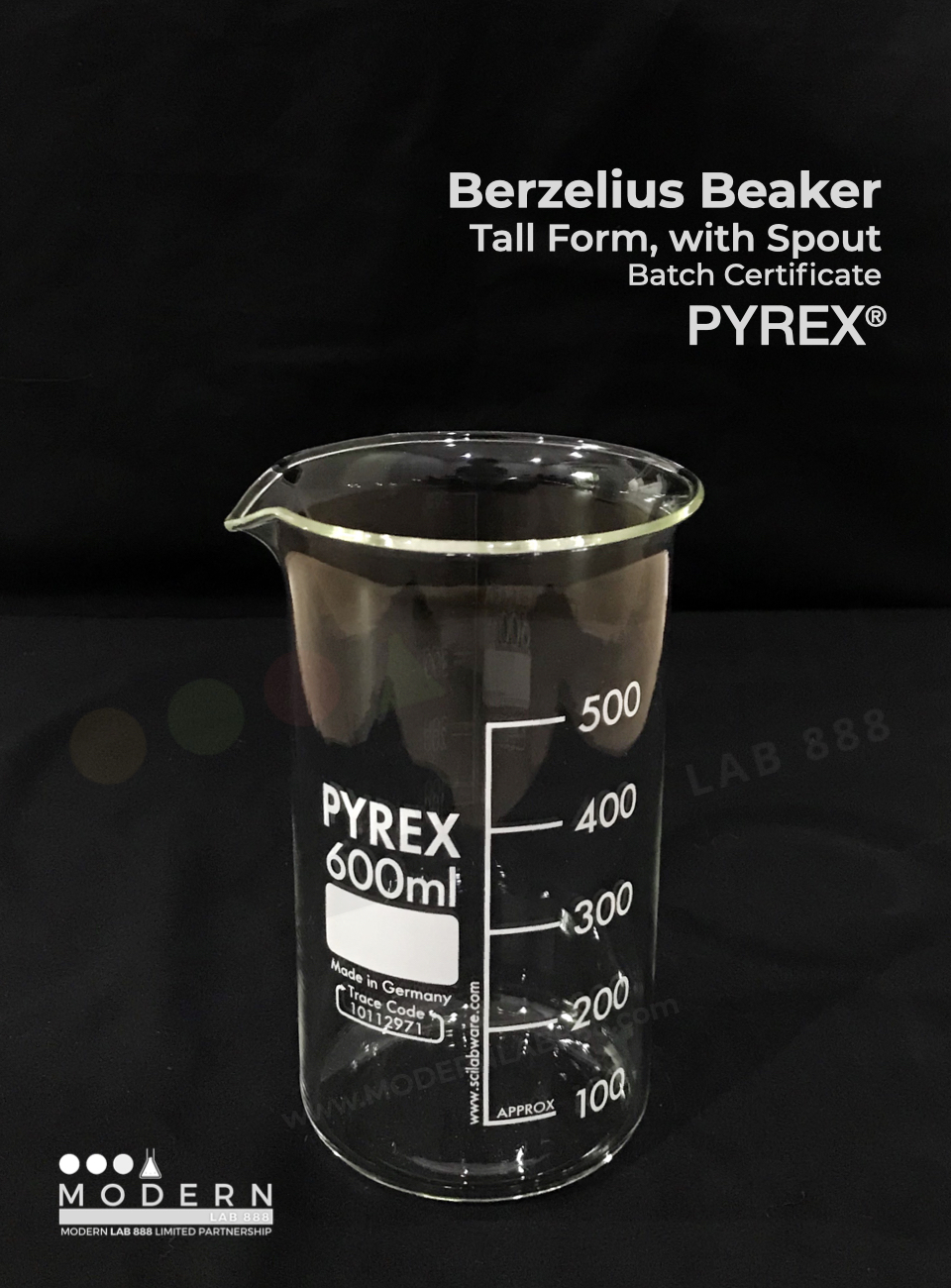 บีกเกอร์ทรงสูงมีพวยเท / Berzelius Beaker, Tall Form, with Spout, PYREX