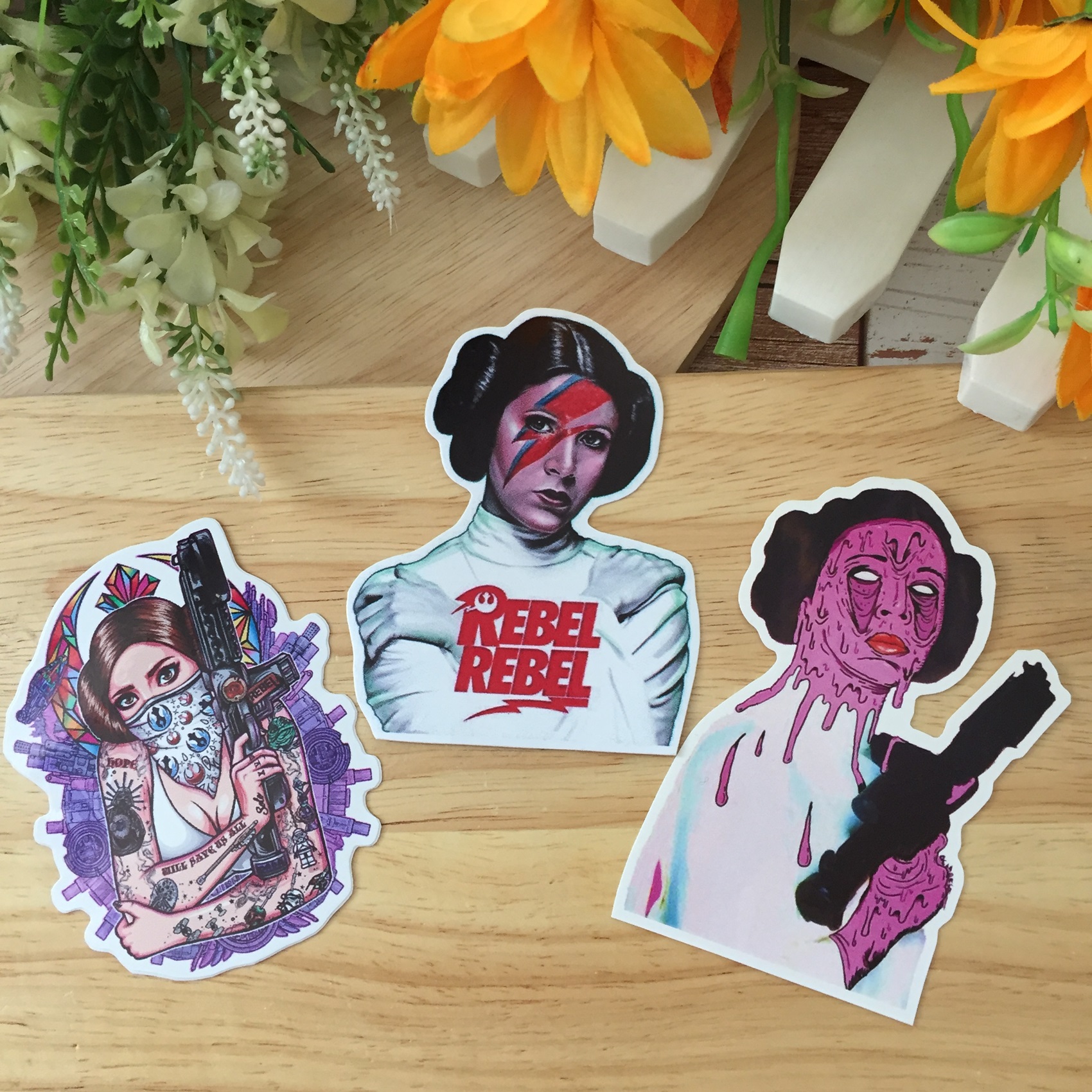 Princess Leia สติกเกอร์ เคลือบกันน้ำ ติดกระเป๋าเดินทาง มอเตอร์ไซด์ Laptop เคสโทรศัพท์ กระบอกน้ำ Waterproof Decal Sticker