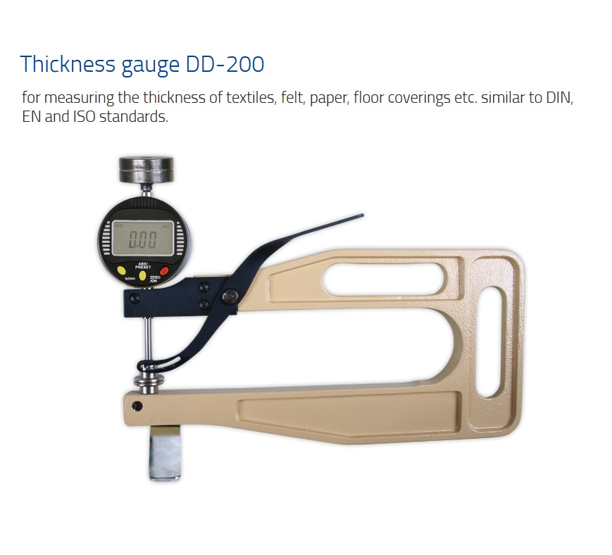 Hans-Schmidt, Thickness Gauge,Thickness Gauge for Textiles, Leather, Fleece similar to DIN, EN and ISO Standards, Thickness Gauge DD-200,