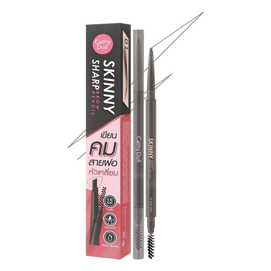 Cathy Doll Skinny Sharp Brow Pencil 0.06g #01 Soft Gray เคที่ดอลล์ สกินนี่ชาร์ปบราวเพ็นซิล 0.06g เคที่ดอลล์ ดินสอเขียนคิ้ว ออโต้ หัวเล็กเพียง 1.5 mm สี01 ซอฟท์เกรย์