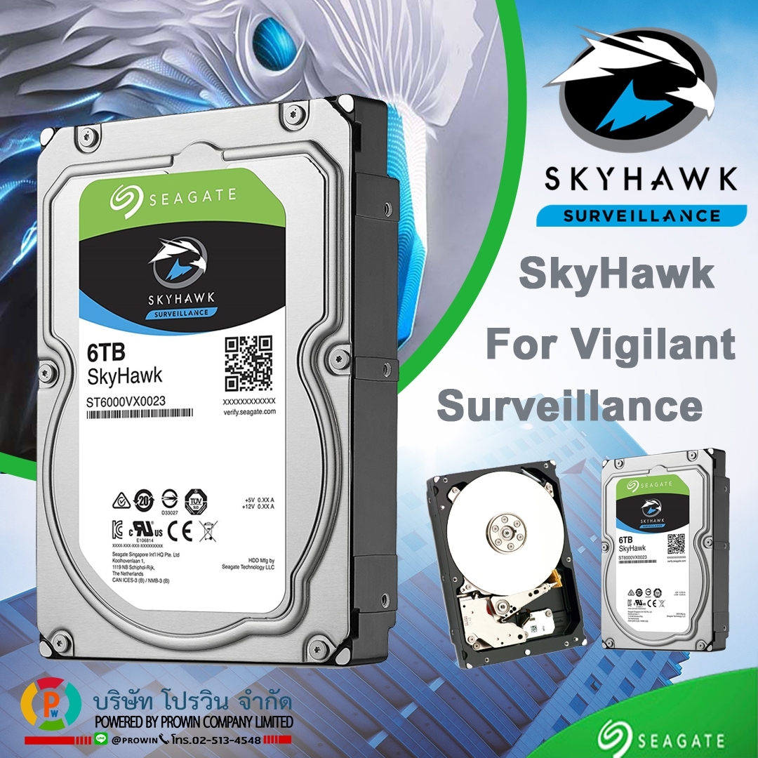 SEAGATE ST1000VX0023 6.0 TB SATA-3 SKYHAWK HDD (ฮาร์ดดิส)