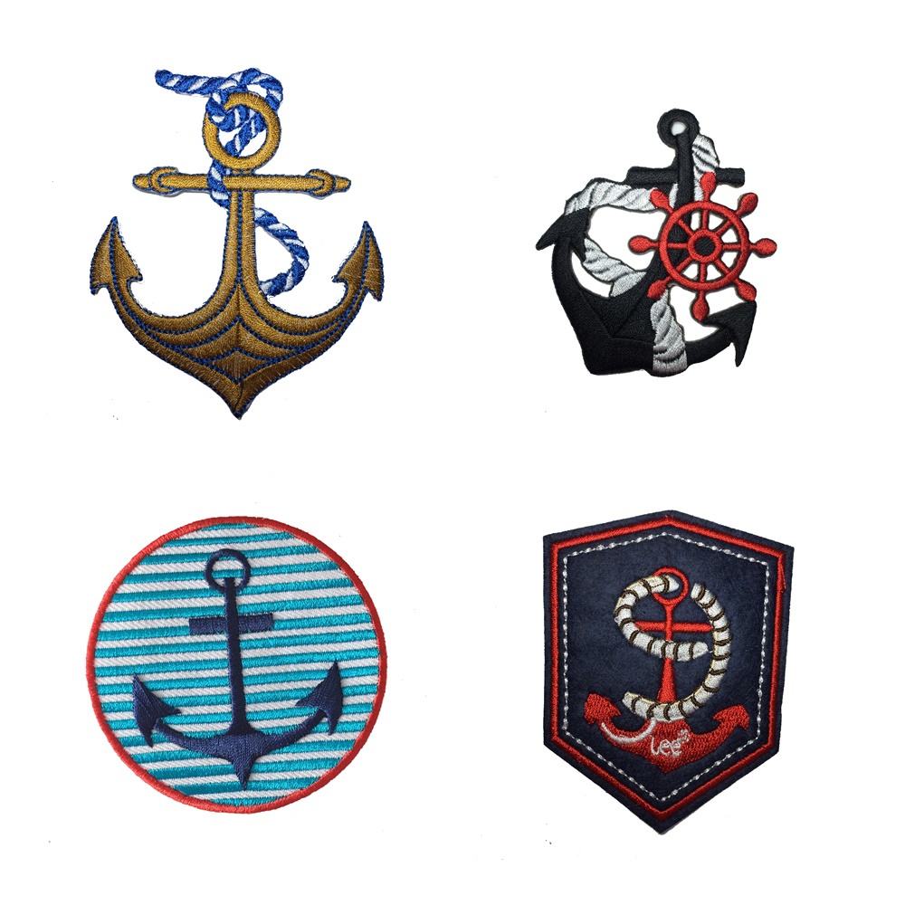 สมอเรือ กลาสี ตัวรีดติดเสื้อ อาร์มรีด อาร์มปัก ตกแต่งเสื้อผ้า หมวก กระเป๋า แจ๊คเก็ตยีนส์ Cute Embroidered Iron on Patch
