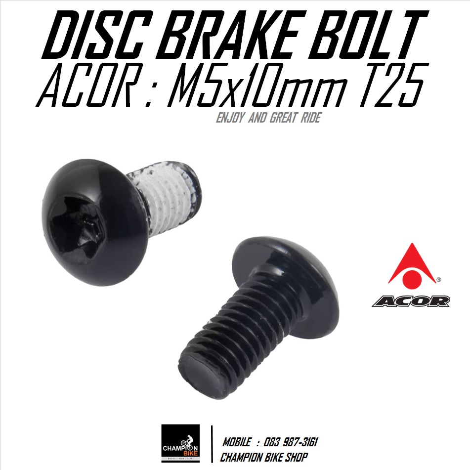 น็อตยึดใบดิส สีดำ ACOR : DISC BRAKE BOLT SET M5x10mm. T25 BLACK COLOR