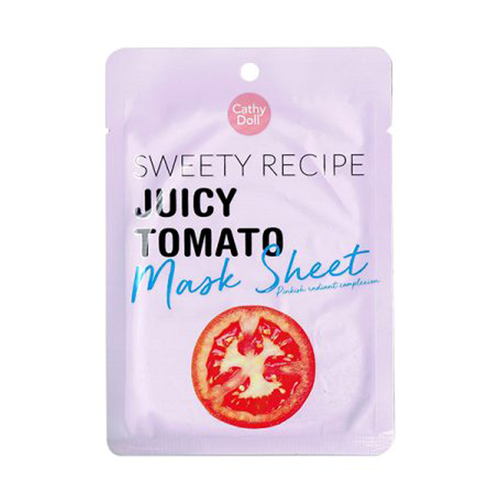 Cathy Doll Sweet Recipe Juicy Tomato Mask Sheet เคที่ดอลล์ สวีทตี้ เรซิพี จุยซี่โทเมโทมาส์ก มาส์กหน้าสูตรมะเขือเทศ ช่วยให้ผิวมีความกระจ่างใสอมชมพู 1 แผ่น 25g