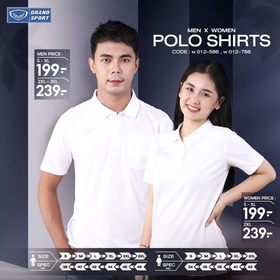GRAND SPORT เสื้อโปโลแกรนด์สปอร์ตชาย/หญิง สีดำ รุ่น 12-586 (012586) และ 12-786 (012786)