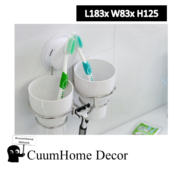 VR-38 ถ้วยวางแปรงแบบ His & Her ไม่ต้องเจาะผนัง