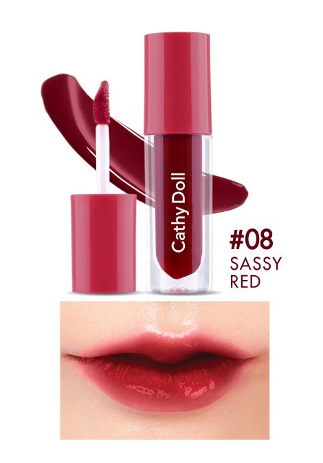 Cathy Doll Glow Gel Tint 2.4G #08 SASSY RED เคที่ดอลล์ ลิปทินท์เนื้อฉ่ำ โกลว์เจลทินท์ 2.4G สี 08 SASSY RED