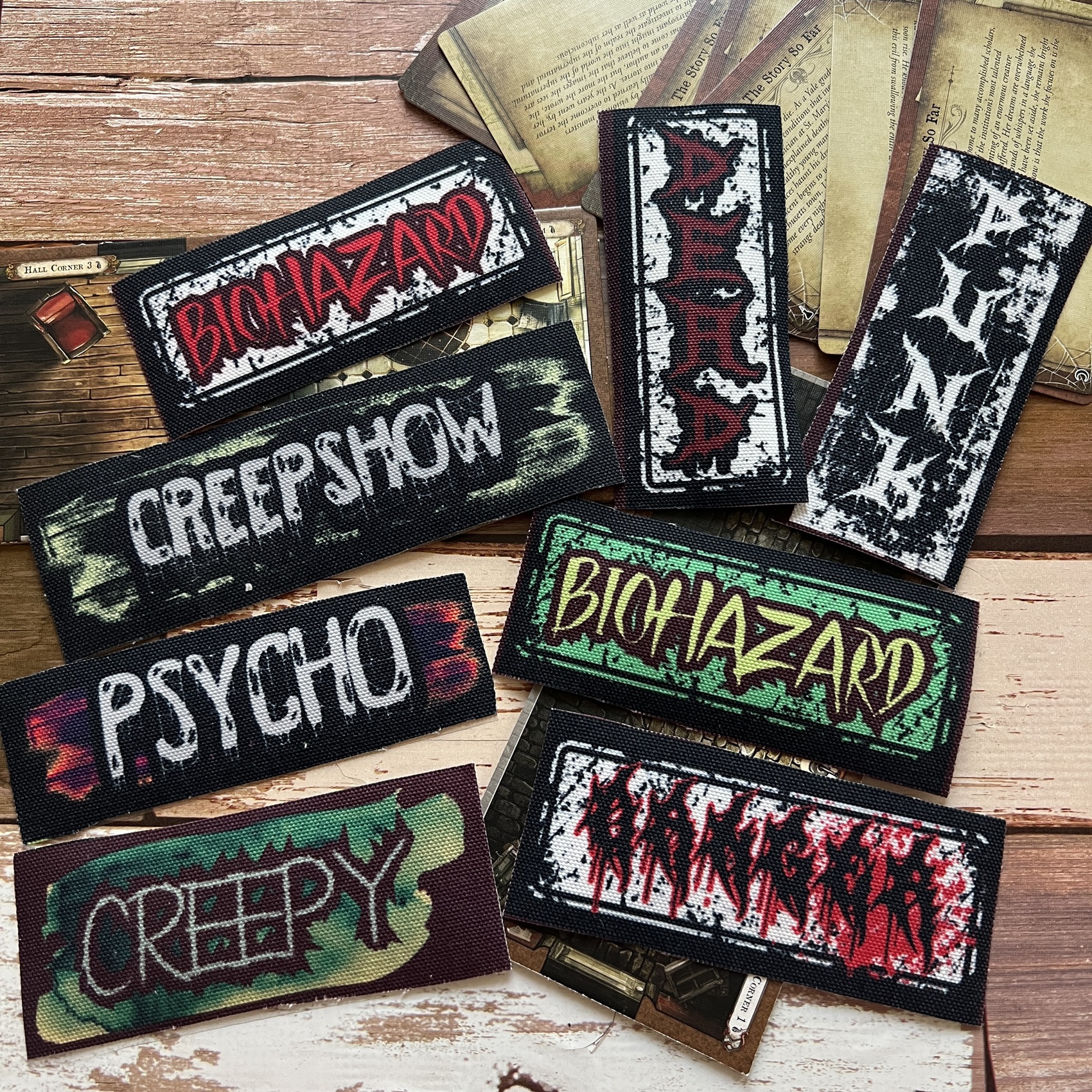 ตัวรีดติดเสื้อ Psycho words ผ้าแคนวาสพิมพ์ลาย ตกแต่งเสื้อผ้า Canvas Iron on Patch