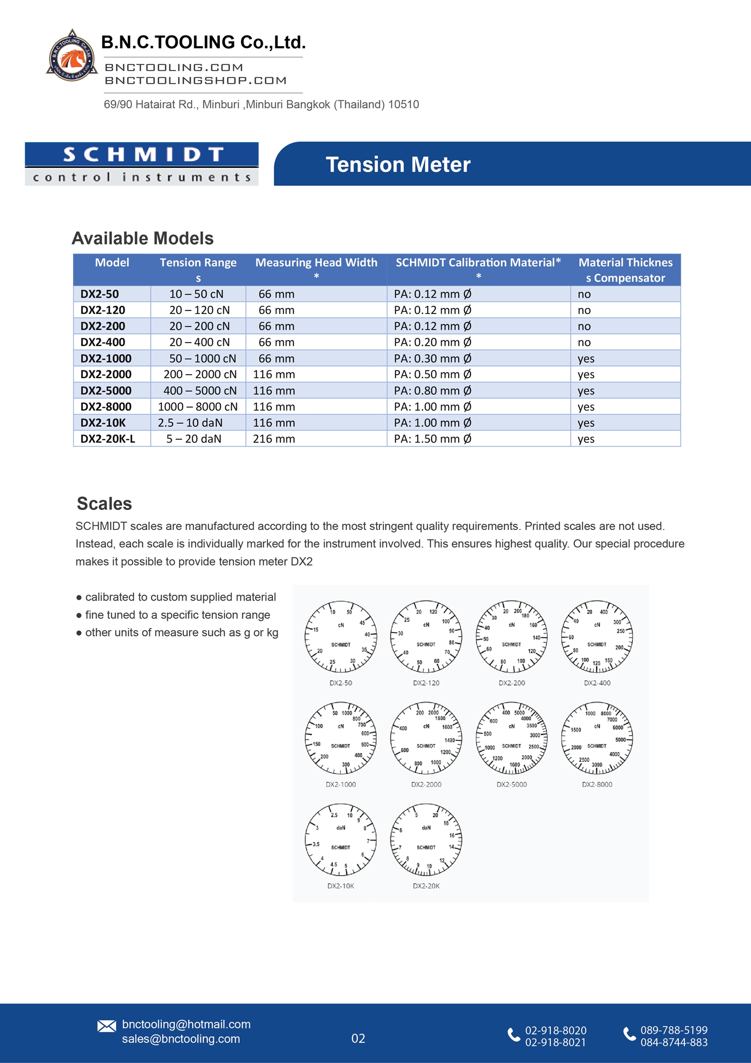 SCHMIDT ,10 Tension ranges available from 10 - 50 cN to 5 - 20 daN,DX2