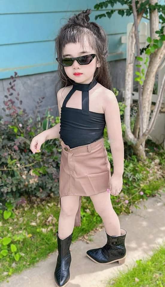 💜พร้อมส่ง💜ชุดเด็กผู้หญิง/JO99_สุดแซ่บกระโปรงหนัง