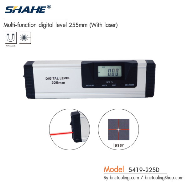 SHAHE,Multi-function digital level 255mm(With laser),5419-225D