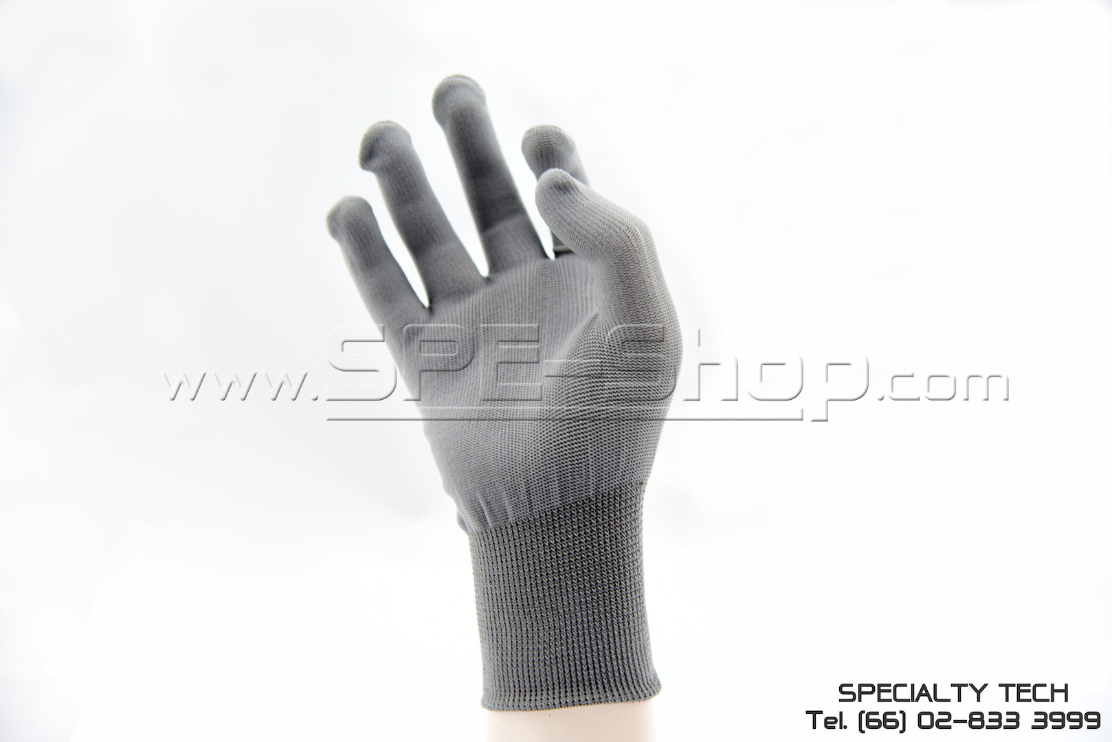ถุงมือถักไม่เคลือบ (Nylon and PU uncoated Grey)