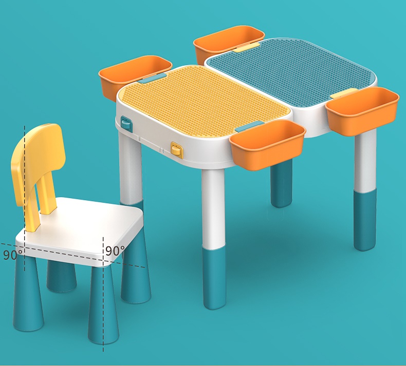 E10913 โต๊ะตัวต่อเลโก้ พับได้แบบพกพา พร้อมเก้าอี้