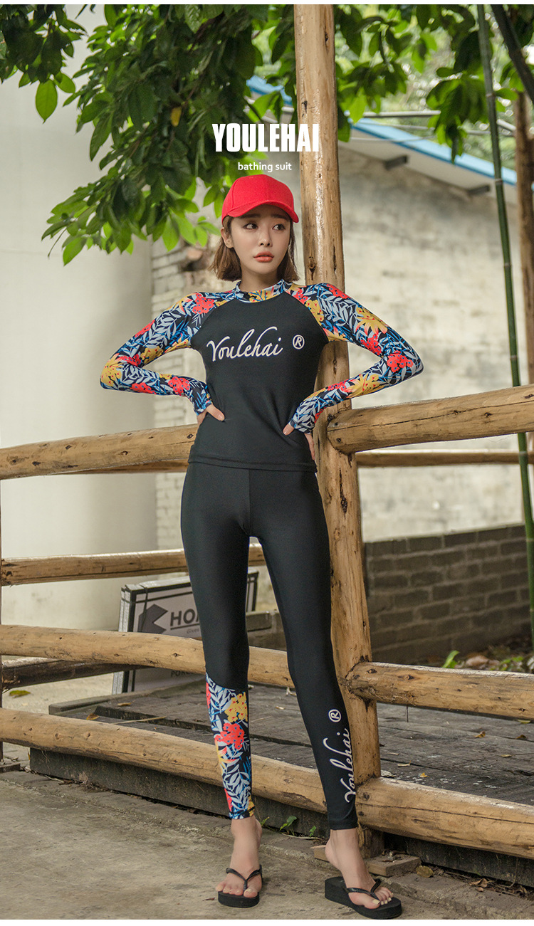 ชุดว่ายน้ำแบบสปอร์ต ชุดว่ายน้ำแขนยาวขายาว สีดำ ส่งฟรี ems