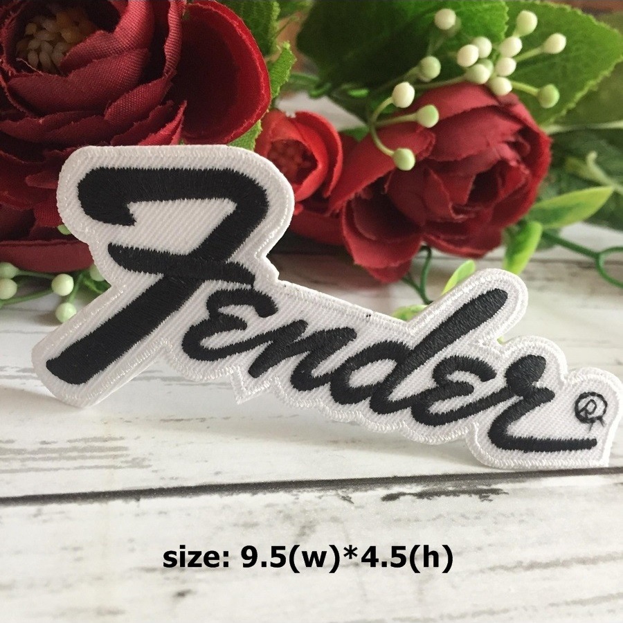 โลโก้ Fender ตัวรีดติดเสื้อ อาร์มรีด อาร์มปัก ตกแต่งเสื้อผ้า หมวก กระเป๋า แจ๊คเก็ตยีนส์ Hipster Embroidered Iron on Patch