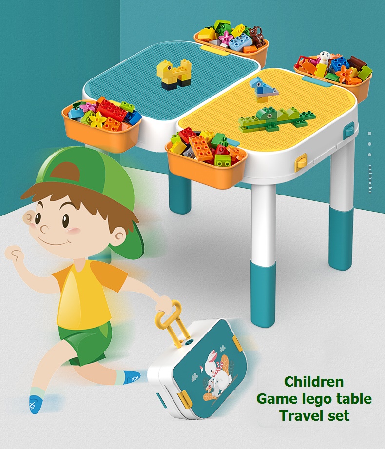 E10913 โต๊ะตัวต่อเลโก้ พับได้แบบพกพา พร้อมเก้าอี้