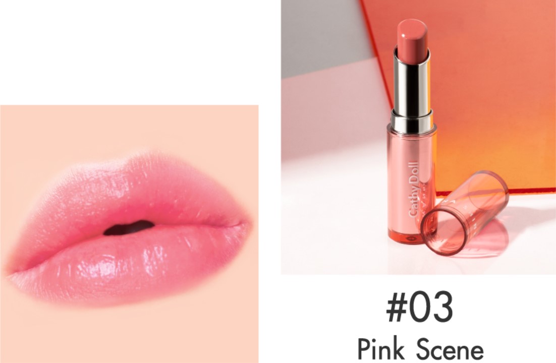 CATHY DOLL Wanna Shine Lipstick 3g. #03 PINK SCENE เคที่ดอลล์ วันนาไชน์ ลิปสติกเนื้อวาว บำรุงริมฝีปาก 3g. สี 03 PINK SCENE
