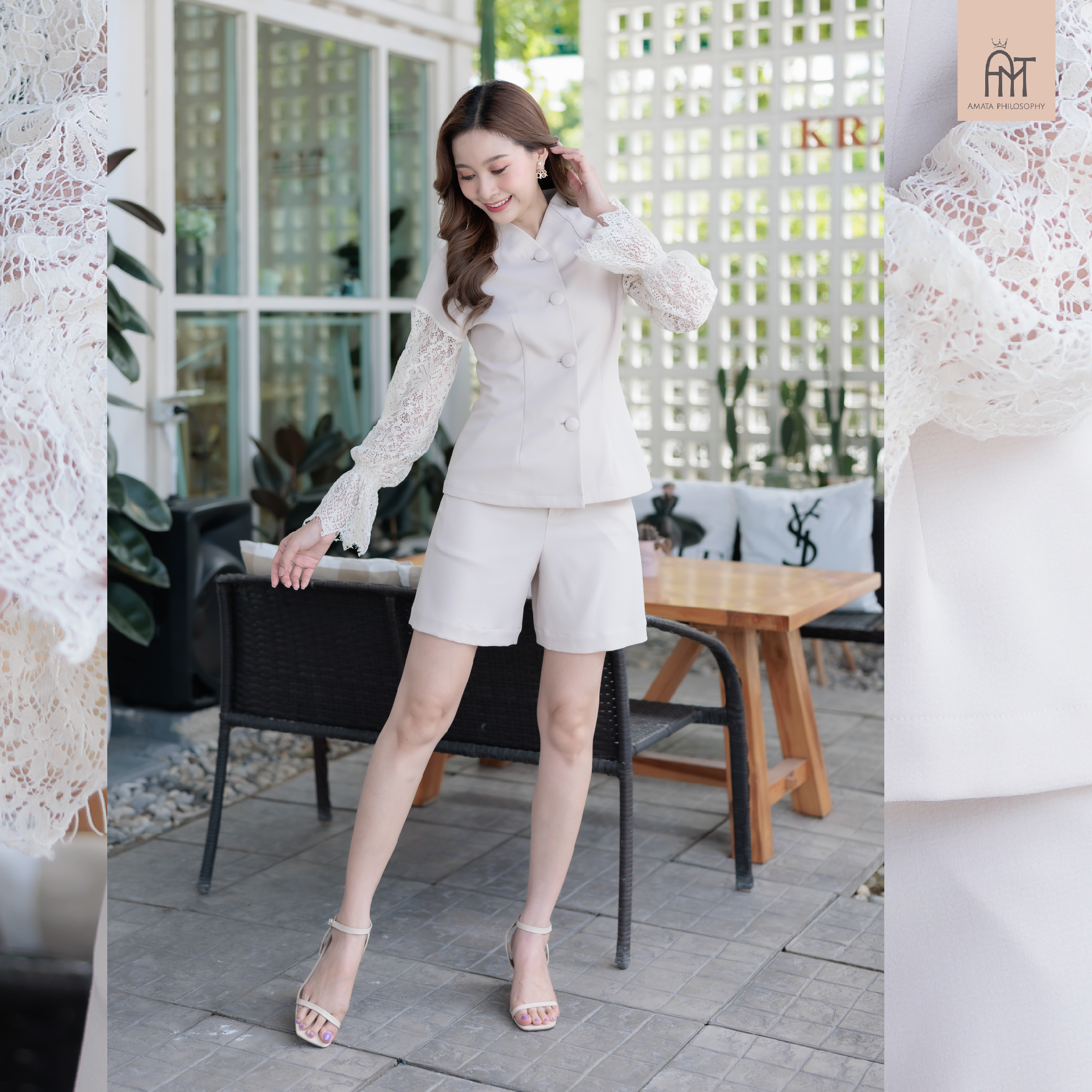 AMATA เสื้อ BOARDWAY สีครีมเบจ