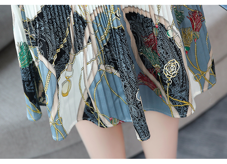 ชุดเดรสสีเทา พิมพ์ลายกราฟฟิก แขนยาว ส่งฟรี ems