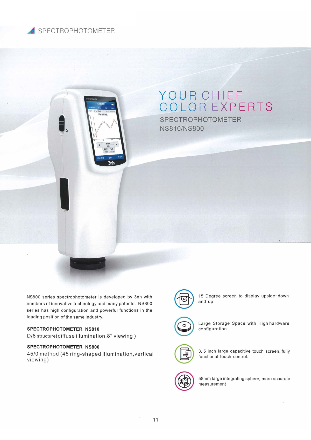 เครื่องวัดเฉดสี, YOURCHIEF COLOR EXPERTS SPECTROPHOTOMETER, NS800 ,Portable Spectrophotometers ,NS800 Spectrophotometer,