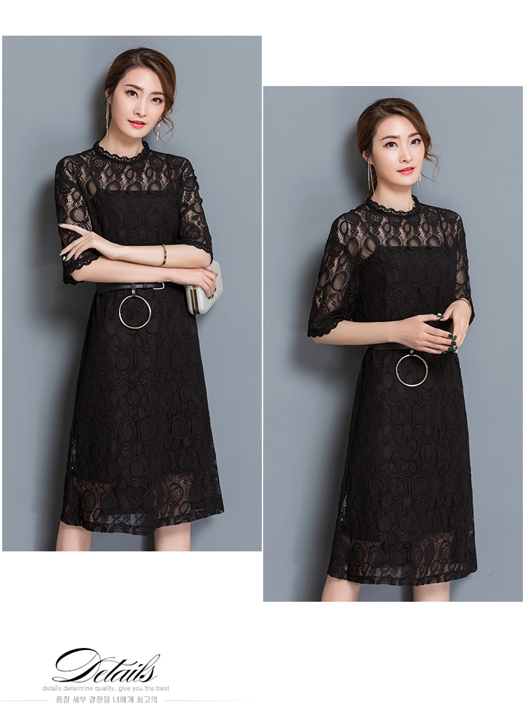 ชุดเดรสผ้าลูกไม้สีดำ ส่งฟรี ems