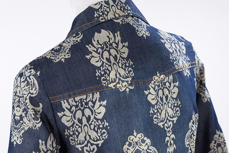 ชุดเดรสยีนส์ยาว ผ้ายีนส์เนื้อบางสวมใสสบาย พิมพ์ลายในตัว ส่งฟรี ems