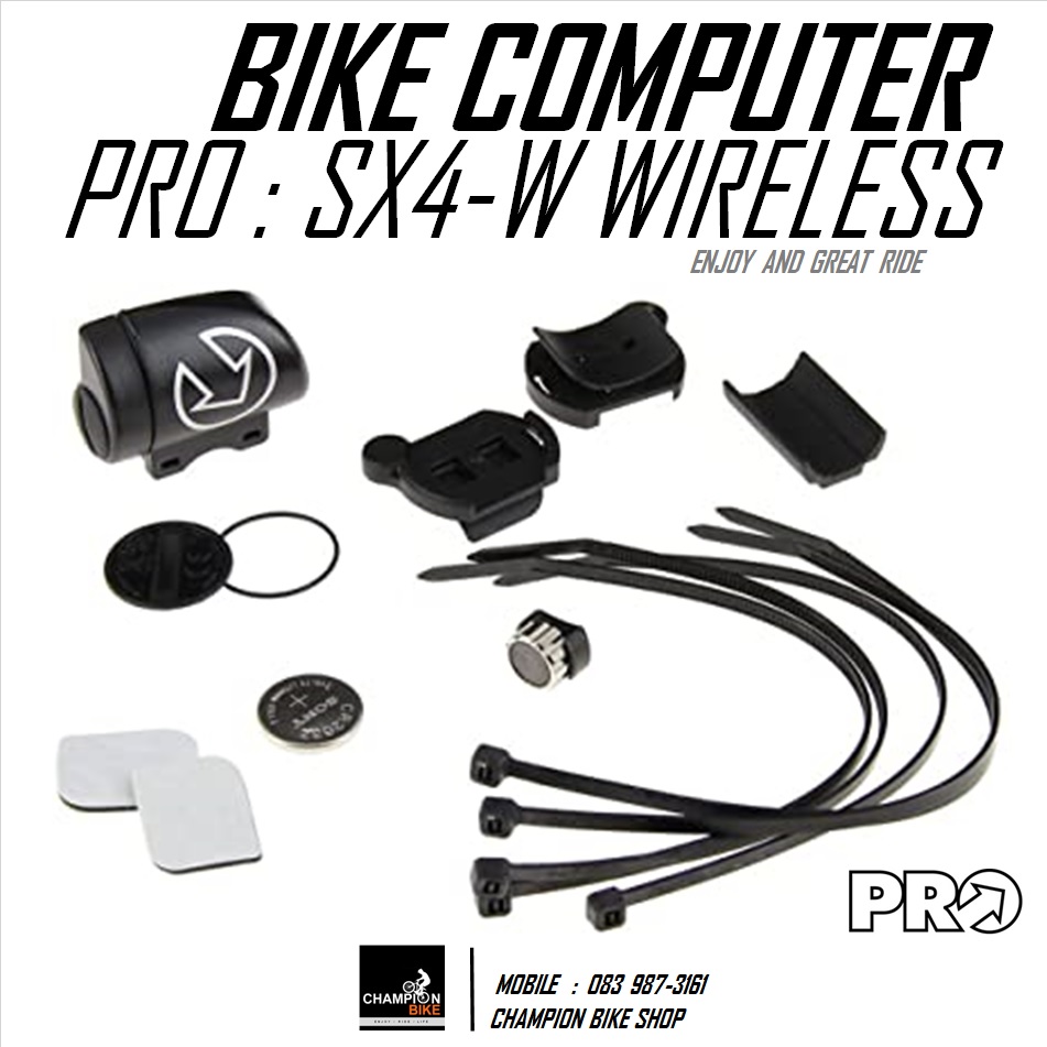 ไมล์วัดวามเร็วจักรยาน PRO : SX4-W WIRELESS BIKE COMPUTER สีชมพูนีออน-ขาว