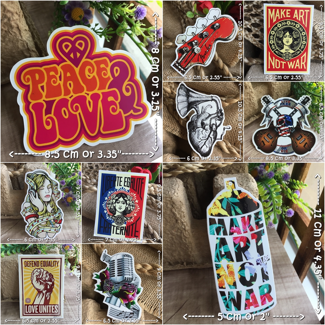 ศิลปะ ดนตรี สติกเกอร์ เคลือบกันน้ำ ติดกระเป๋าเดินทาง มอเตอร์ไซด์ Laptop เคสโทรศัพท์ กระบอกน้ำ Waterproof Decal Sticker