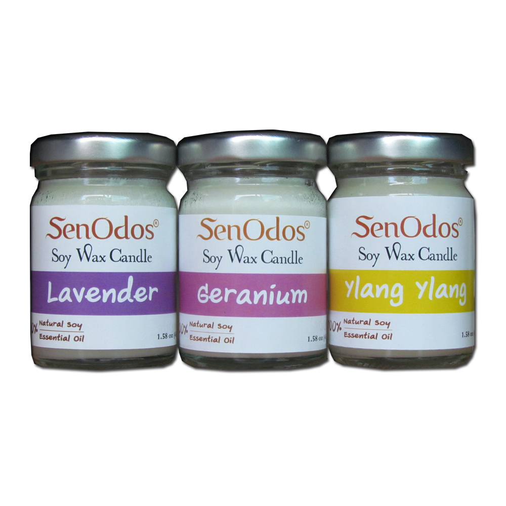 SenOdos ชุดของขวัญ ชุดกิ๊ฟเซ็ท Gift Set เทียนหอมอโรม่า ชุดกลิ่นหอมดอกไม้น่าหลงใหล Floral Fascinate Set 45g x3กลิ่น (กลิ่นลาเวนเดอร์ ,กลิ่นเจอร์เรเนียม, กลิ่นกระดังงา) บรรจุในกล่องไม้สน รูปทรงเหลี่ยม สวยงาม คุณภาพดี นำเข้าจากนิวซีแลนด์