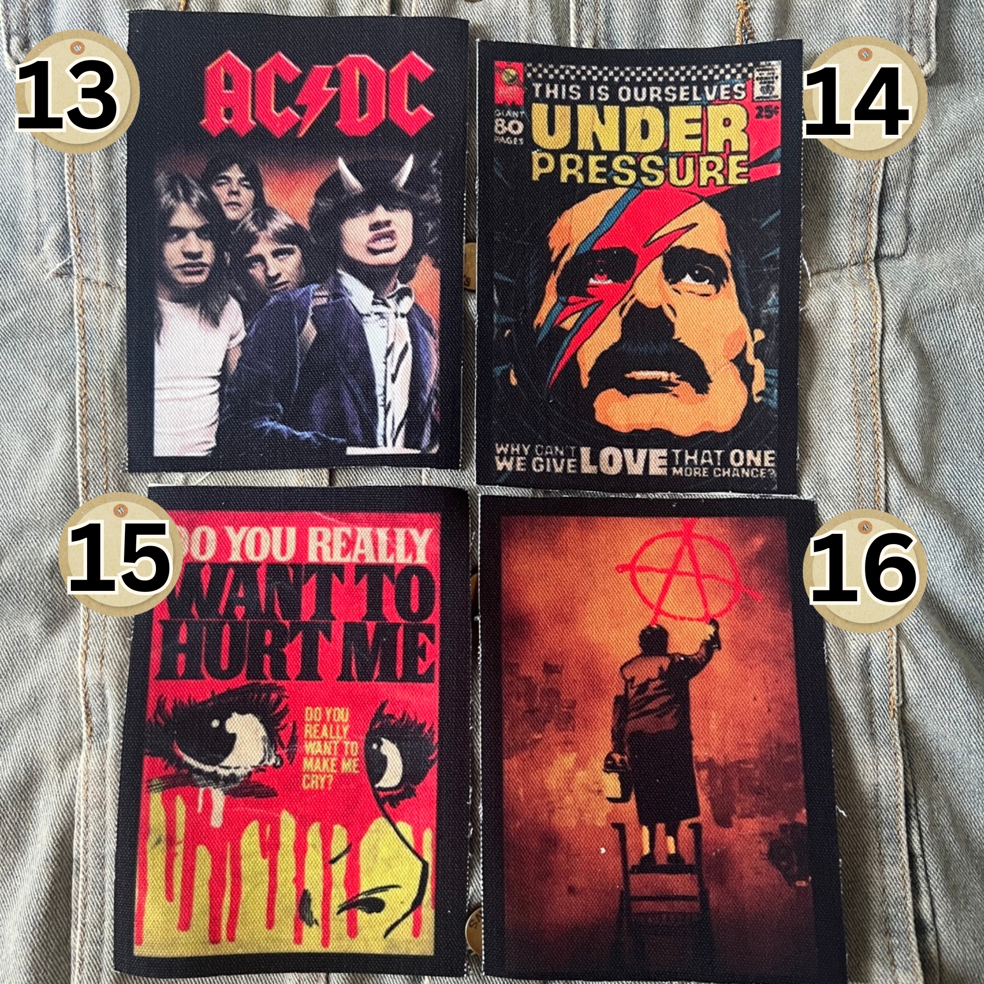 ตัวรีดติดเสื้อ วงดนตรี ร็อค วินเทจ พังค์ ผ้าแคนวาสพิมพ์ลาย ตกแต่งเสื้อผ้า Canvas Iron on Patch